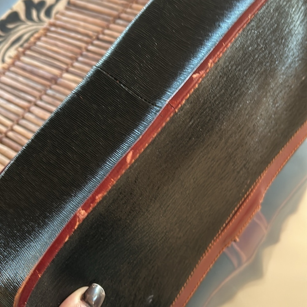 Bollini Genuine Italian Leather Black and Brown Crossbody Bag Classic Structured - Picture 15 of 16